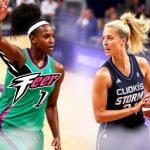 Indiana Fever guard Caitlin Clark attempts a shot vs Storm