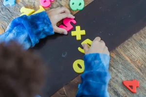 Mathematical symbols and numbers representing numerical patterns and mathematical properties.